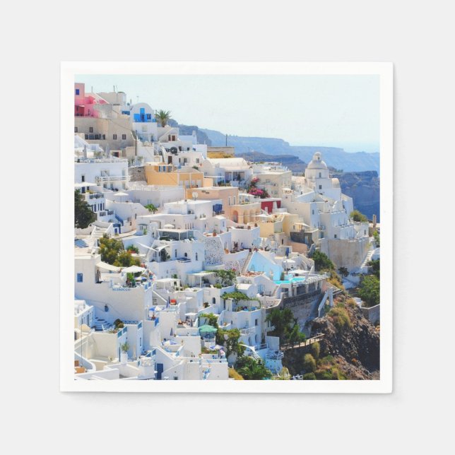 Santorini Greece Papper Napkins Pappersservett (Framsidan)