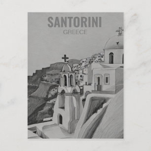 Santorini Greece Pencil Sketch Helg Vykort