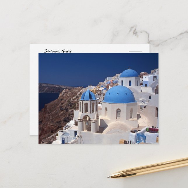 Santorini Greece Postcard Vykort (Fram/Back In Situ)