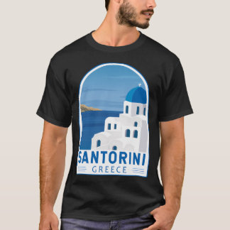 Santorini Greece Retro Emblem T Shirt