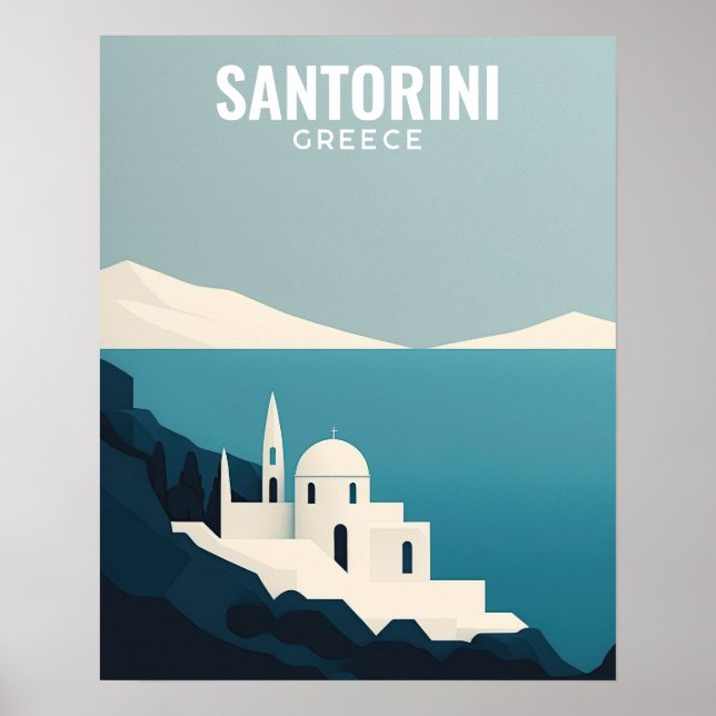 Santorini Greece Retro Minimalist Poster (Framsidan)