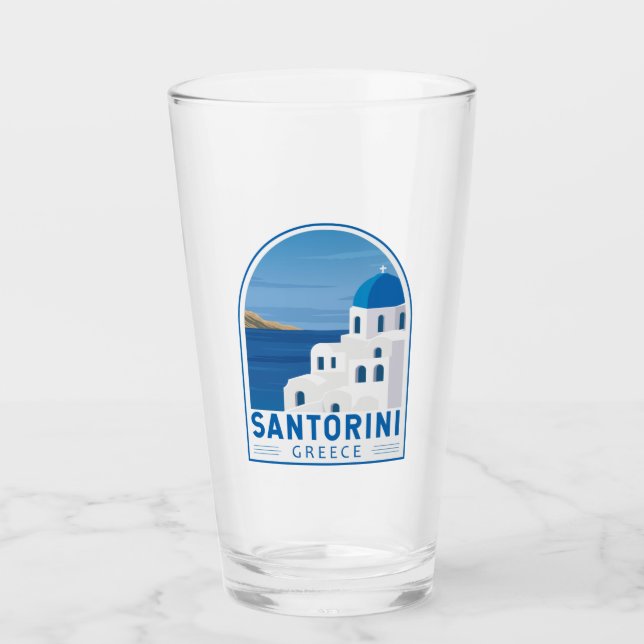 Santorini Greece Retro Vintage Glaskopp (Framsida)
