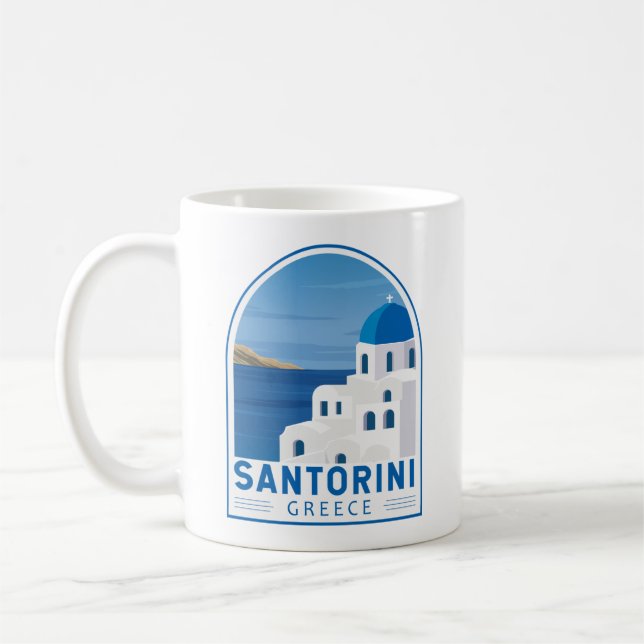 Santorini Greece Retro Vintage Kaffemugg (Vänster)