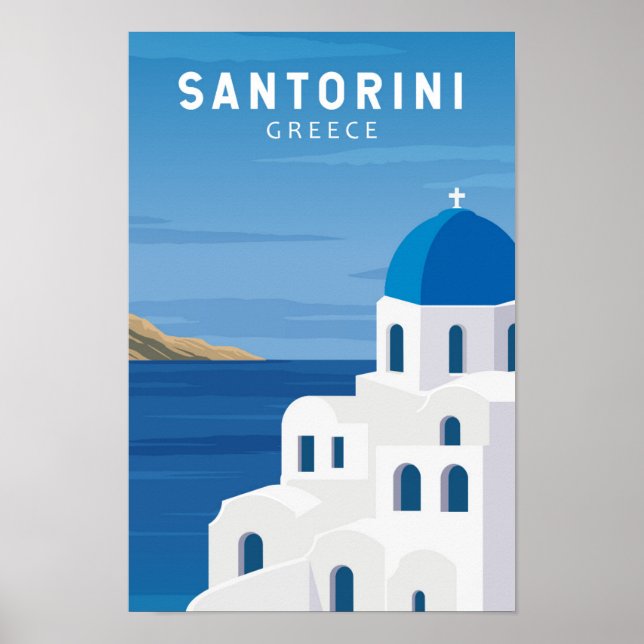Santorini Greece Retro Vintage Poster (Framsidan)