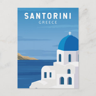 Santorini Greece Retro Vintage Vykort