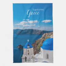 Santorini Greece Scenia Greece Kitchen Towel