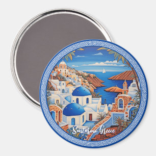 Santorini Greece Sea Painting Resekonst Magnet
