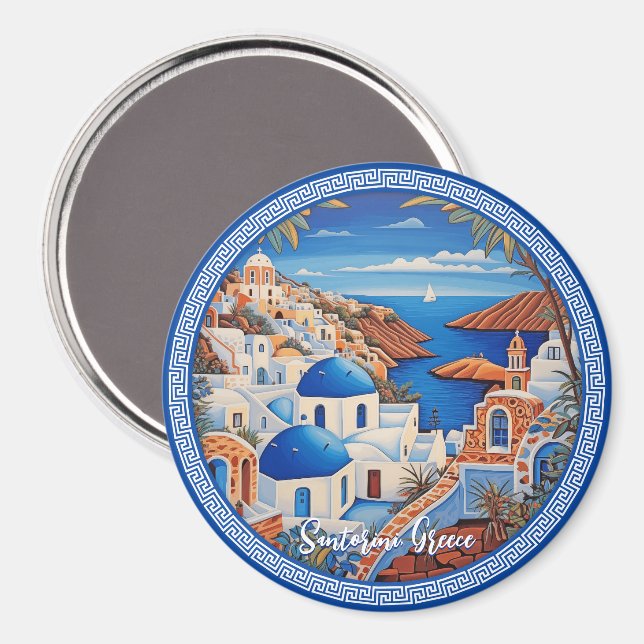 Santorini Greece Sea Painting | Resekonst Magnet (Front/Back)