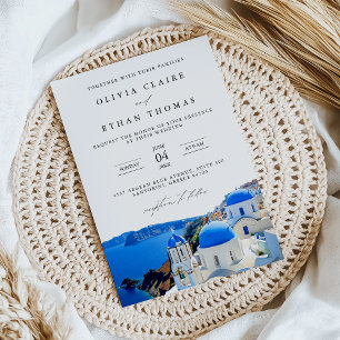 Santorini Greece Skyline Destination Wedding Inbjudningar
