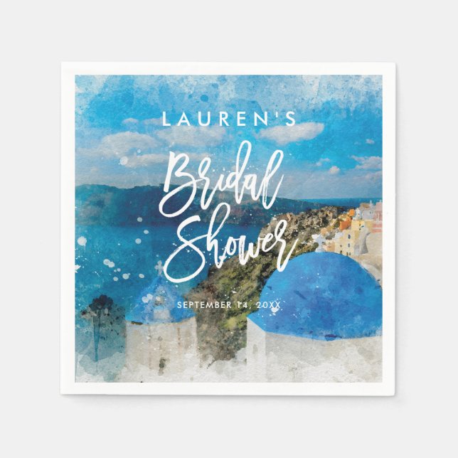 Santorini Greece Sommar möhippa napkins Pappersservett (Framsidan)