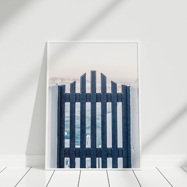 Santorini Greece, sommarPoster Poster (Santorini Greece Summer Poster in a white frame.)