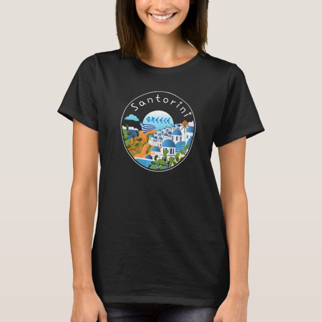 Santorini Greece Souvenir 3 T Shirt (Framsida)