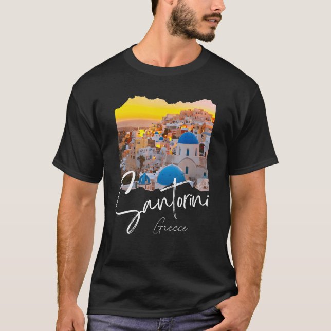 Santorini Greece Souvenir 3 T Shirt (Framsida)