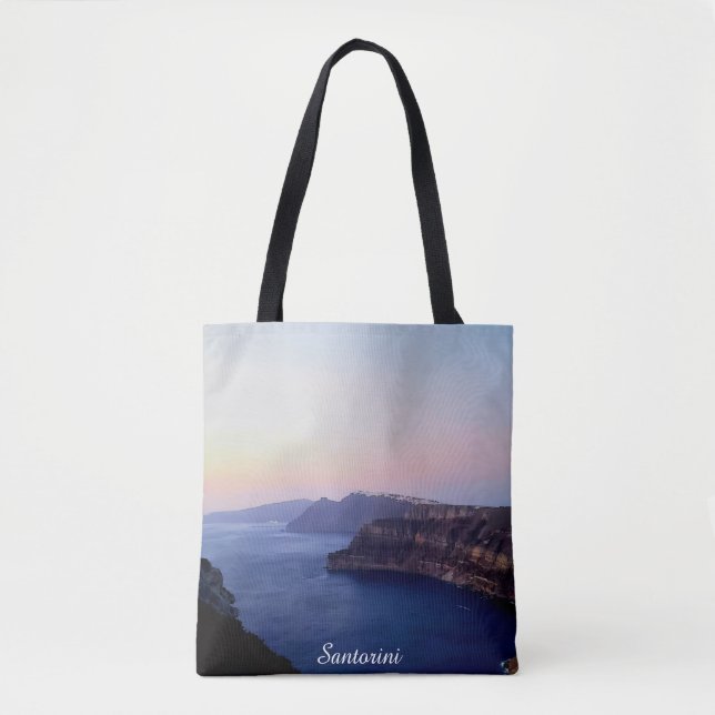 Santorini Greece Souvenir Sunset Tote Tygkasse (Framsida)