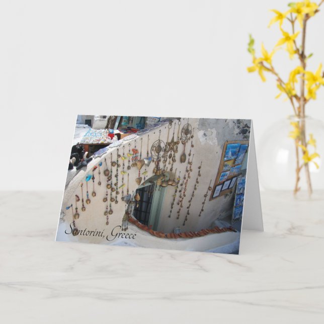 Santorini, Greece Souvenirs - kort (Gul blomma)