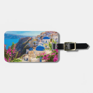 Santorini Greece stilized Bagagebricka