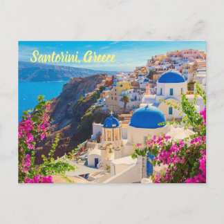 Santorini Greece stilized Vykort