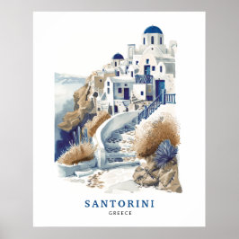 Santorini Greece Travel Art Poster