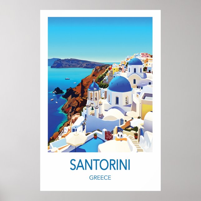 Santorini Greece Travel Poster (Framsidan)