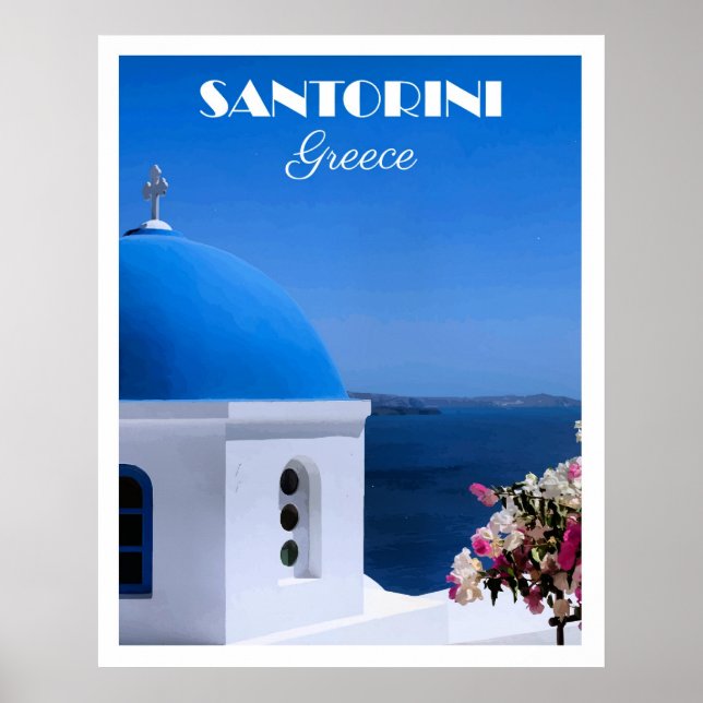 Santorini, Greece travel poster,  Poster (Framsidan)