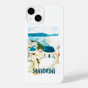 Santorini Greece Travel Watercolor