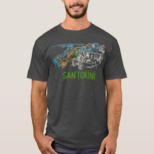 Santorini Greece Unijust Hand plockade Art Gift Ma T Shirt