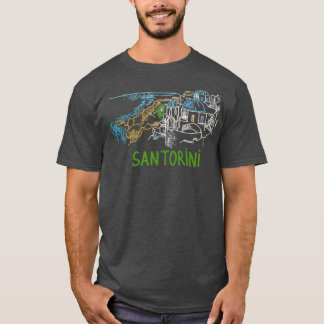 Santorini Greece Unijust Hand plockade Art Gift Ma T Shirt