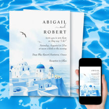 Santorini Greece vattenfärgsdestination bröllop