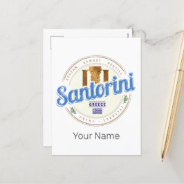 Santorini Greece Vintage Aegean Cyclades Island Helg Vykort