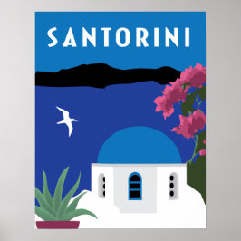 Santorini Greece vintage resor stil illustration Poster