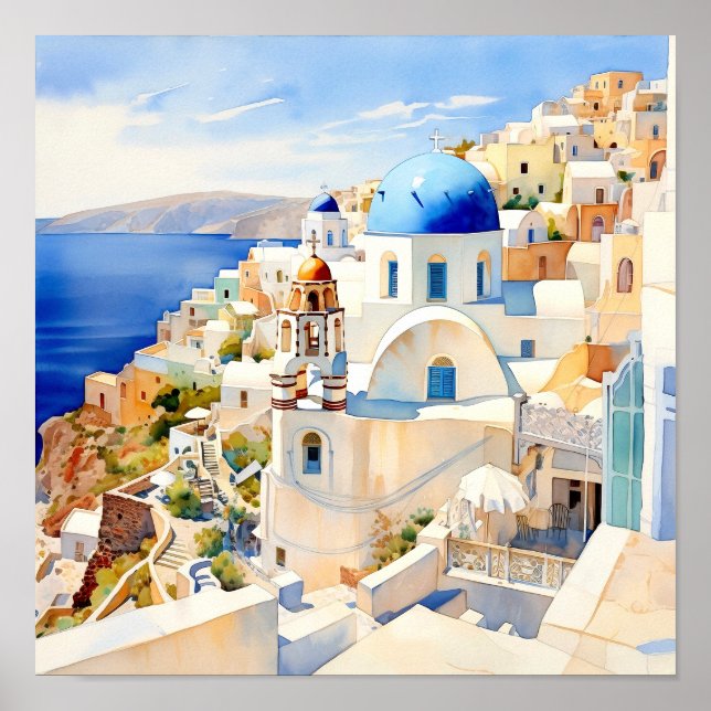 Santorini Greece Wall Art Square Poster (Framsidan)
