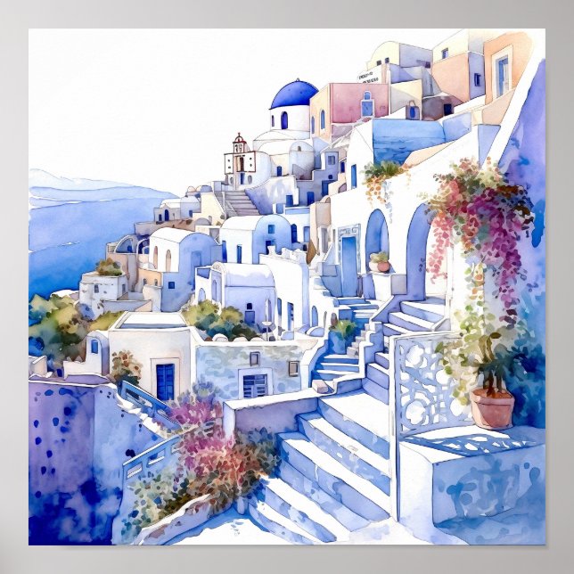 Santorini Greece Wall Art Square Poster (Framsidan)