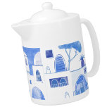 Santorini Greece Watercolor Blue White<br><div class="desc">En modern blå och vit vattenfärgsmålning av Oia på den bedövande grekiska ön Santorini. Originalkonst av Nic Squirrell.</div>