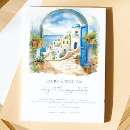 Santorini Greece Watercolor Förlovning Inbjudningar