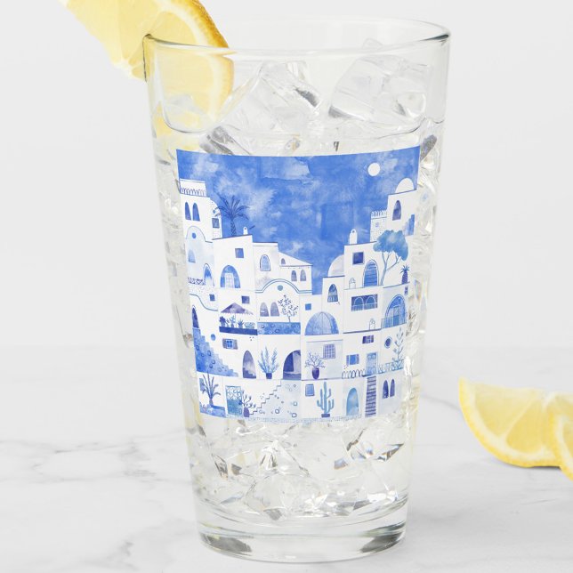Santorini Greece Watercolor Glaskopp (Skapare uppladdad)