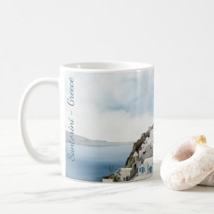Santorini Greece Watercolor Kaffemugg