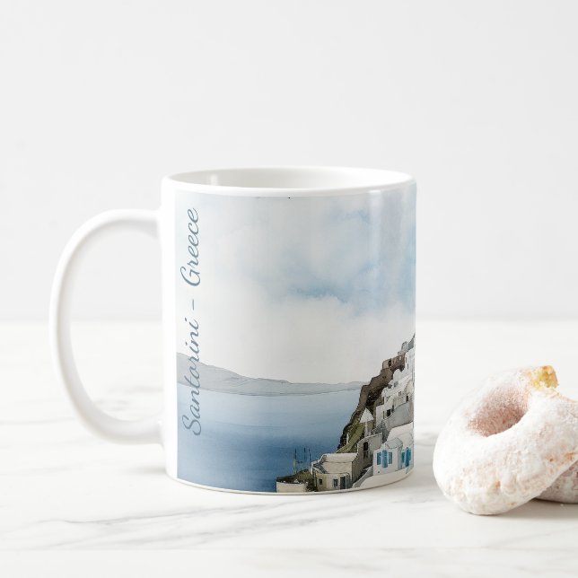 Santorini Greece Watercolor Kaffemugg (Med munk)