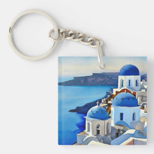 Santorini Greece Watercolor Painting