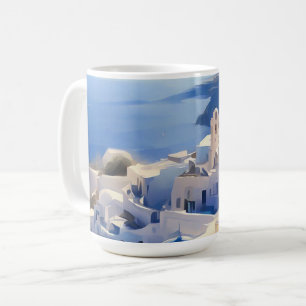Santorini Greece Watercolor Painting Kaffemugg