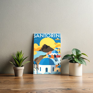Santorini Greece Watercolor Painting Vykort