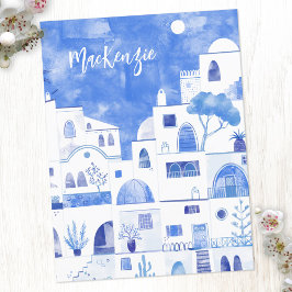 Santorini Greece Watercolor Personlig Vykort
