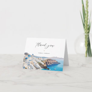 SANTORINI GREECE Watercolor Skyline Destination Tack Kort