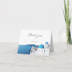 SANTORINI GREECE Watercolor Skyline Destination Tack Kort