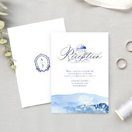 Santorini Greece Watercolor Wedding Reception Tilläggskort