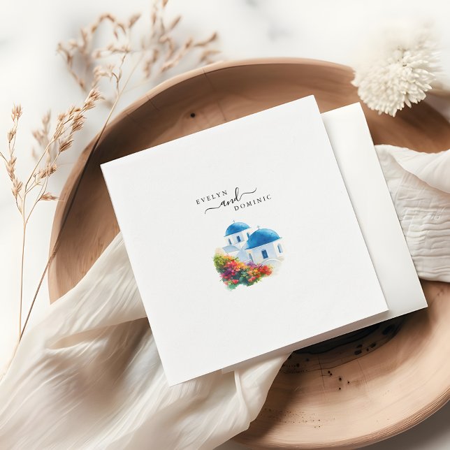 Santorini Greek Island Destination Wedding Party Pappersservett (Skapare uppladdad)