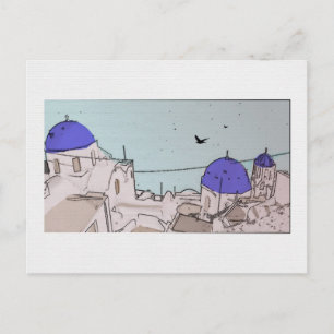 Santorini grekisk övykort vykort