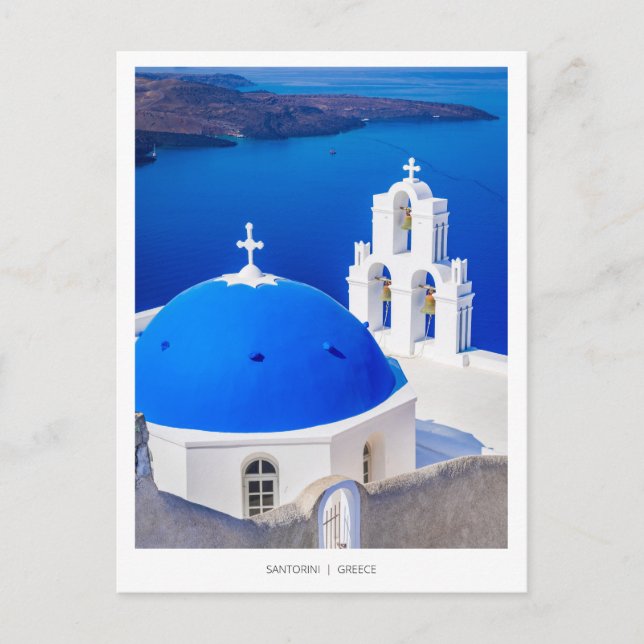 Santorini Grekiska kyrkan i Firostefani, Grekland Helg Vykort (Framsida)