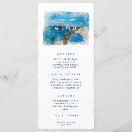 Santorini, grekiska menykort av grönt bröllop meny