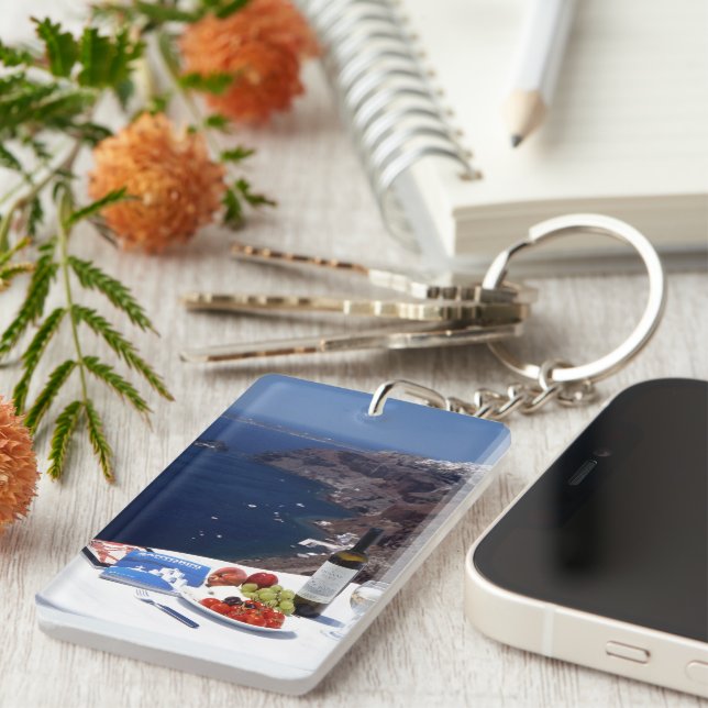 Santorini Grekiska ön Acrylic Keychain (Högra Framsidan)