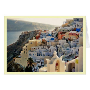 Santorini Grekiska ön Blue and White Houses Hälsningskort
